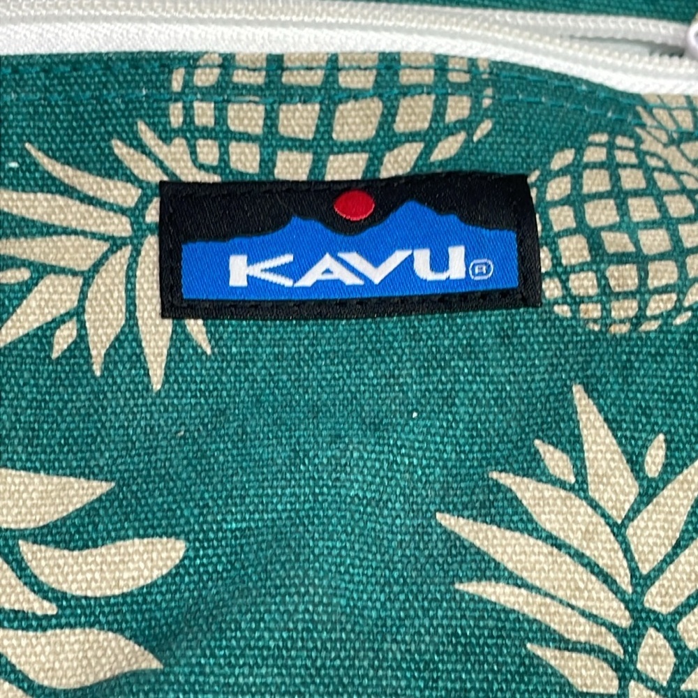 Kavu Keeper Crossbody Rope Bag Cotton Canvas Purse Pineapples Teal Blue & Gray - Picture 16 of 16